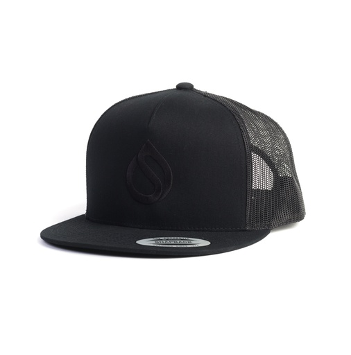 [59914] Drop flat trucker cap black